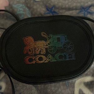 Coach Leather Crossbody Camera Bag With Horse And Carriage in Black